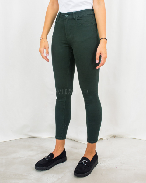 Proste elastyczne przylegające ciemnozielone spodnie push up PINK FASHION DENIM - MODA SANOK