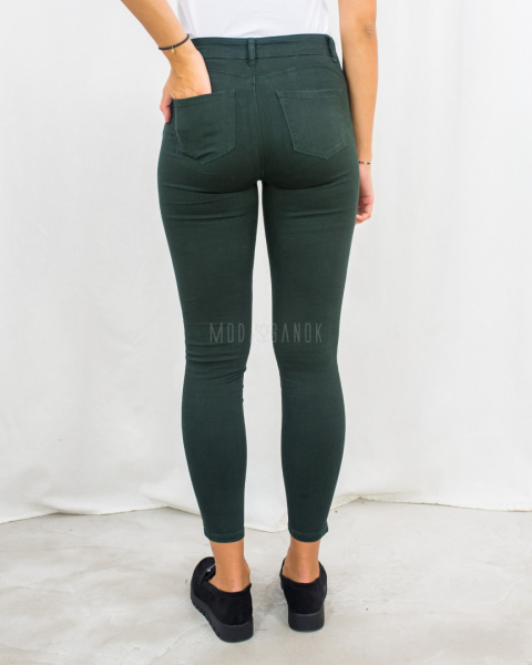 Proste elastyczne przylegające ciemnozielone spodnie push up PINK FASHION DENIM - MODA SANOK
