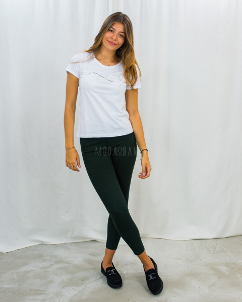 Proste elastyczne przylegające ciemnozielone spodnie push up PINK FASHION DENIM - MODA SANOK