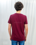 T-shirt VOLCANO męski bawełniany w kolorze bordowym gładki bez wzoru basic - MODA SANOK