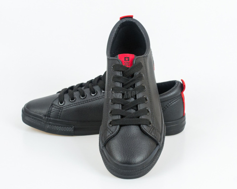 Trampki poniżej kostki w kolorze czarnym z czerwonymi elementami BIG STAR - MODA SANOK