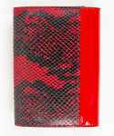 Damski czerwono-czarny portfel z lakierowanym przodem i wzorem skórki węża skórzany MONNARI - MODA SANOK
