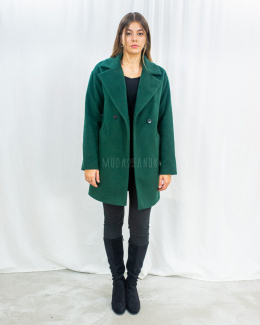 Elegancki damski płaszcz MORIS w kolorze butelkowej zieleni z wełną w składzie model LIZA - MODA SANOK