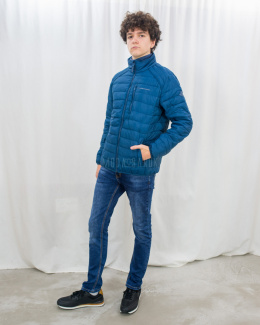 Kurtka VOLCANO męska w kolorze niebieskim pikowana z kieszenią z przodu - MODA SANOK