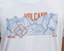 T-shirt VOLCANO męski bawełniany w kolorze białym z pomarańczowo-niebieskim nadrukiem - MODA SANOK