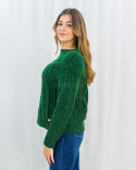 Ciepły miękki damski sweterek w kolorze butelkowej zieleni z domieszką wełny i moheru Sofia - MODA SANOK
