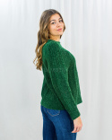 Ciepły miękki damski sweterek w kolorze butelkowej zieleni z domieszką wełny i moheru Sofia - MODA SANOK
