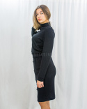 Damski elegancki komplet w kolorze czarnym bluzka z długim rękawem i spódnica - MODA SANOK