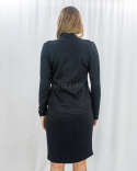 Damski elegancki komplet w kolorze czarnym bluzka z długim rękawem i spódnica - MODA SANOK