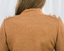 Damski elegancki komplet w kolorze jasnego brązu bluzka z długim rękawem i spódnica - MODA SANOK