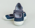 Granatowe dziewczęce buciki pantofle brokatowe z jasnofioletowym wykończeniem - MODA SANOK