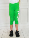 Bawełniane legginsy 3/4 w kolorze zielonym z kotkiem PIK - MODA SANOK