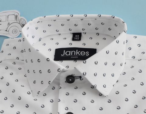 Chłopięca koszula z długim rękawem i czarnym wzorkiem JANKES - MODA SANOK