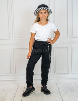 Dziewczęce spodnie typu bojówki z kieszeniami w kolorze czarnym PIK - MODA SANOK