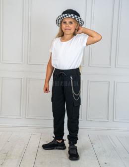 Dziewczęce spodnie typu bojówki z kieszeniami w kolorze czarnym PIK - MODA SANOK