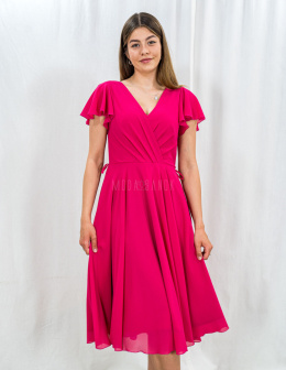 Elegancka mocno różowa sukienka z paskiem KOTON - MODA SANOK