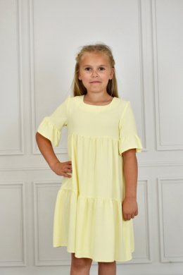 Letnia sukienka z falbanką w kolorze jasnej żółci MADŻI - MODA SANOK