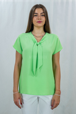 Elegancka bluzka z wiązaniem i krótkim rękawem w kolorze zielonym ELITE - MODA SANOK