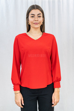 Elegancka damska bluzka z długim rękawem w kolorze czerwonym ANTURIA - MODA SANOK