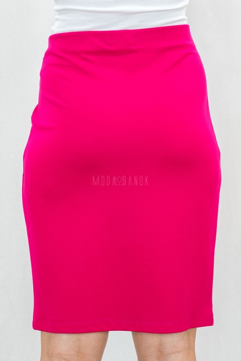 Elegancka damska spódnica w kolorze mocnego różu ze złotymi guziczkami - MODA SANOK