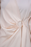 Elegancka sukienka z rękawem 3/4 z kolorze jasnego beżu KAMATEX - MODA SANOK