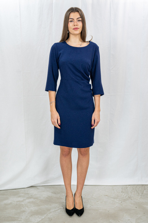 Elegancka wizytowa sukienka w kolorze granatowym BOLERO - MODA SANOK