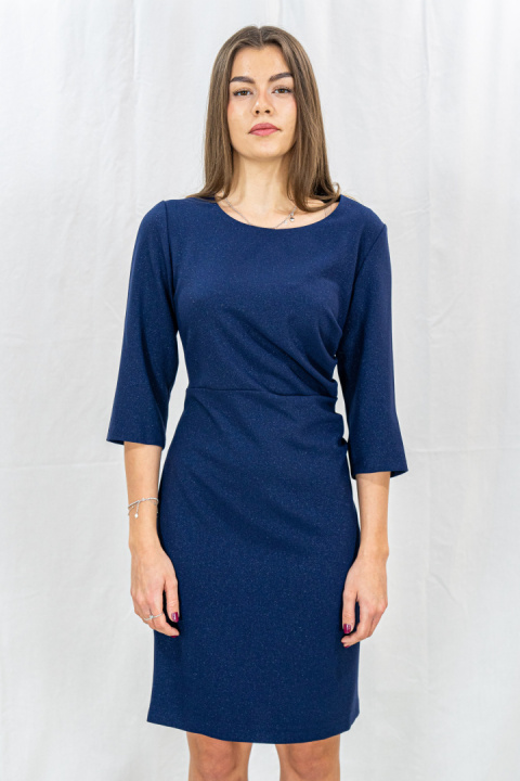 Elegancka wizytowa sukienka w kolorze granatowym BOLERO - MODA SANOK