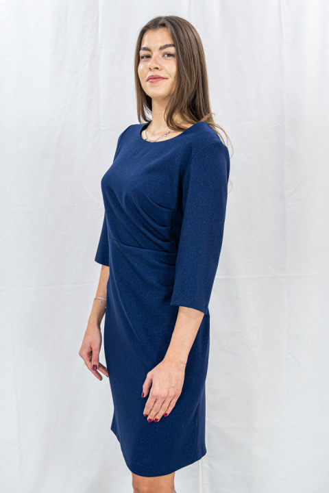 Elegancka wizytowa sukienka w kolorze granatowym BOLERO - MODA SANOK