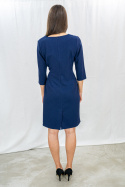 Elegancka wizytowa sukienka w kolorze granatowym BOLERO - MODA SANOK