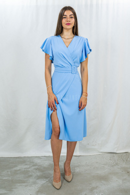 Sukienka kokajlowa z klamerką Laila w kolorze błękitnym ANTALL - MODA SANOK