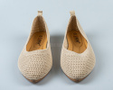 Baleriny w kolorze beżowym damskie ażurowe na płaskiej podeszwie i migdałowym noskiem SEASTAR -MODA SANOK