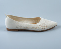 Baleriny w kolorze białym damskie ażurowe na płaskiej podeszwie i migdałowym noskiem SEASTAR -MODA SANOK