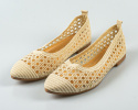 Beżowe ażurowe baleriny damskie na płaskiej podeszwie z noskiem w szpic SEASTAR -MODA SANOK