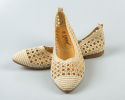 Beżowe ażurowe baleriny damskie na płaskiej podeszwie z noskiem w szpic SEASTAR -MODA SANOK