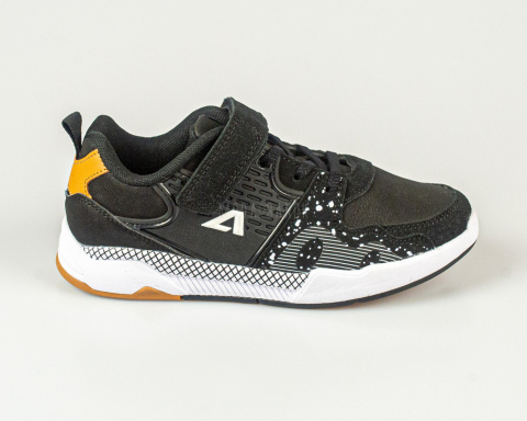 Buty sportowe chłopiece czarne z białymi dodatkami zapinane na rzep-MODA SANOK