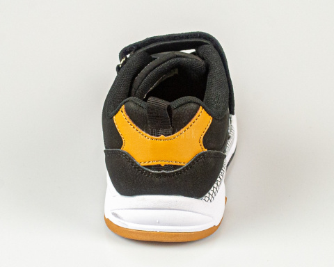 Buty sportowe chłopiece czarne z białymi dodatkami zapinane na rzep-MODA SANOK