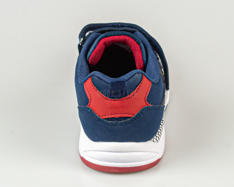 Buty sportowe chłopięce granatowe z białymi dodatkami na rzep -MODA SANOK