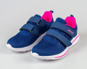 Buty sportowe dziewczęce granatowe z różowymi dodatkami zapinane na rzepy - MODA SANOK