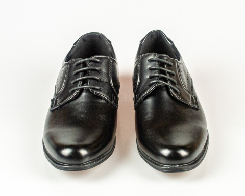 Czarne półbuty wizytowe chłopięce sznurowane BADOXX-MODA SANOK