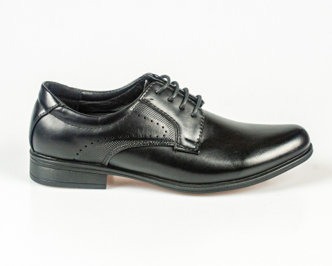 Czarne półbuty wizytowe chłopięce sznurowane BADOXX-MODA SANOK