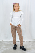 Dziewczęce spodnie dresowe typu bojówki beżowe PIK-MODA SANOK