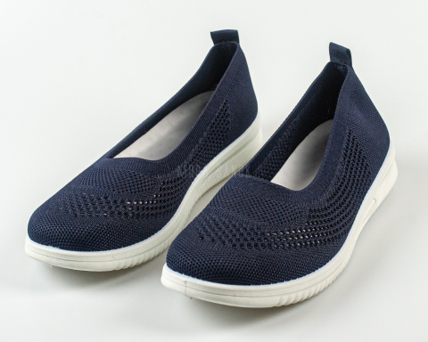 Granatowe wsuwane tenisówki , balerinki damskie, lekkie ażurowe SEASTAR - MODA SANOK