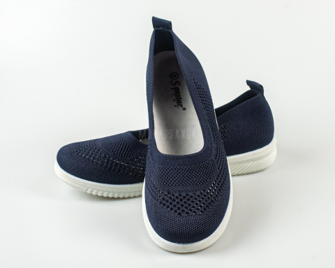 Granatowe wsuwane tenisówki , balerinki damskie, lekkie ażurowe SEASTAR - MODA SANOK