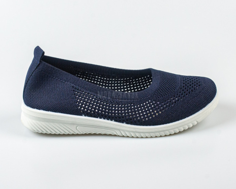 Granatowe wsuwane tenisówki , balerinki damskie, lekkie ażurowe SEASTAR - MODA SANOK