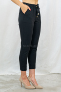 Oryginalne spodnie LAVINIA damskie wiązane na gumce eleganckie - czarne model 2 - Moda Sanok