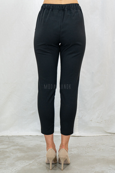Oryginalne spodnie LAVINIA damskie wiązane na gumce eleganckie - czarne model 2 - Moda Sanok