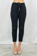 Oryginalne spodnie LAVINIA damskie wiązane na gumce eleganckie - czarne model 2 - Moda Sanok