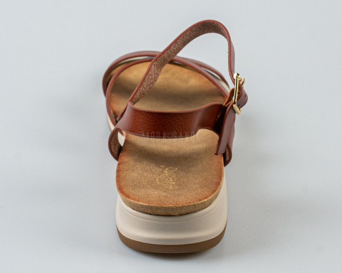 Sandały damskie brązowe na delikatnej platformie, lekkie i wygodne Evento - MODA SANOK