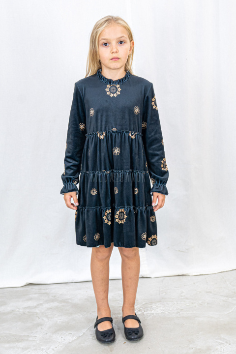 Sukienka dziewczęca welurowa z długim rękawem ANBOR-MODA SANOK