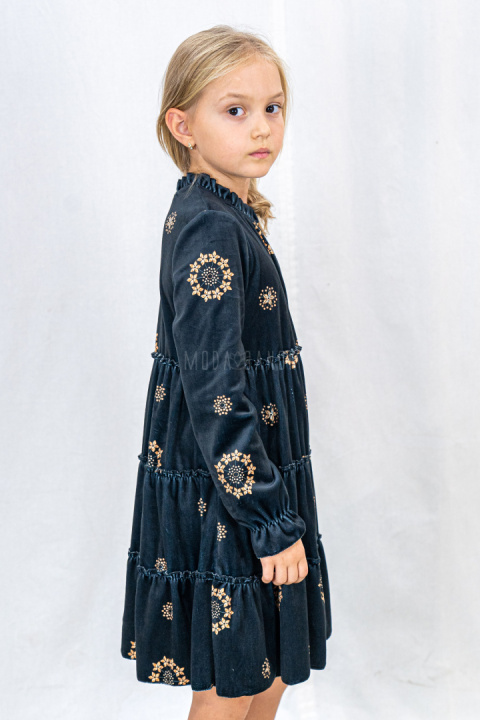 Sukienka dziewczęca welurowa z długim rękawem ANBOR-MODA SANOK